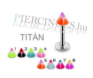 Titán ajak piercing színes tüskével