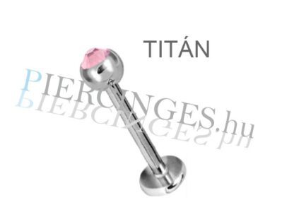 Titán ajak piercing köves golyóval rózsaszín