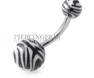 Zebra mintás köldök piercing