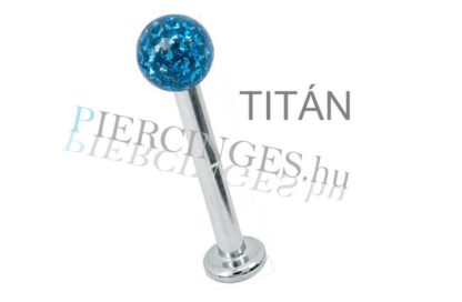 Swarovski köves ajak piercing titán szárral kék