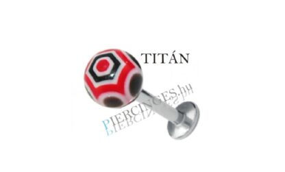 Titán ajak piercing piros fekete golyóval