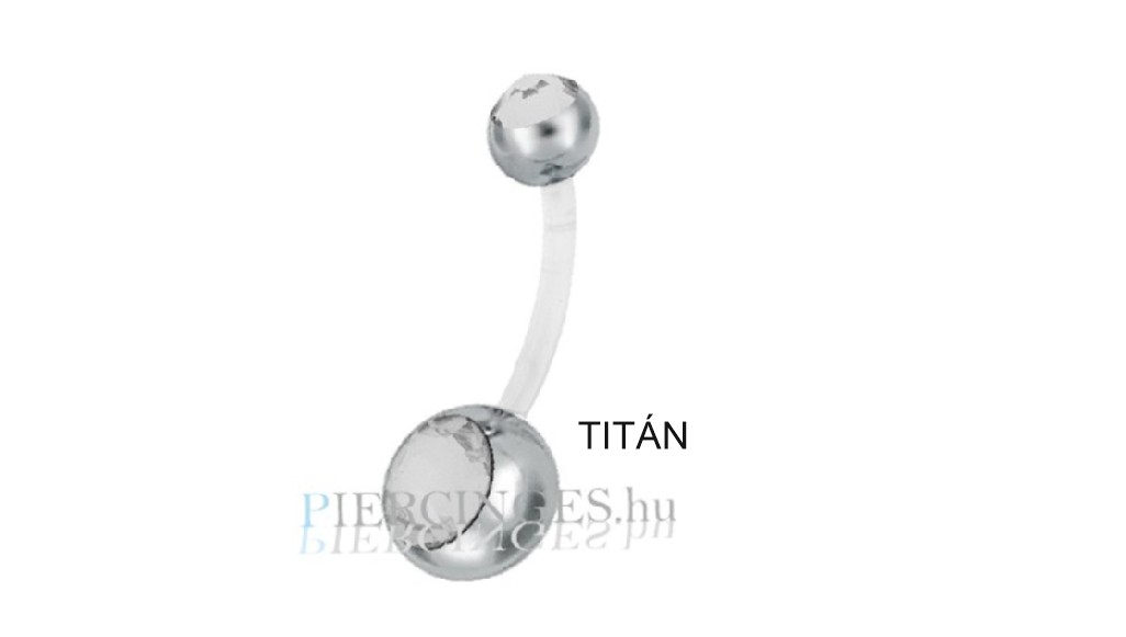 Bioplast száras titán golyós köldök piercing