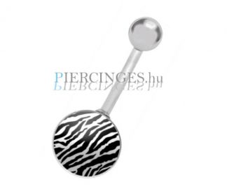 Zebra mintás köldök piercing